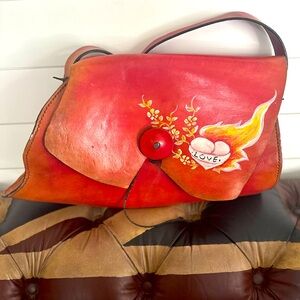 Flame Red Artistic Shoulder Bag
